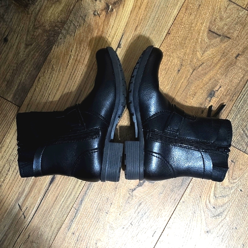 Clarks Black Ankle Boots with Buckle Details - Picture 4 of 9